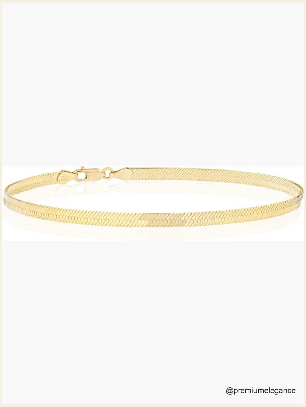 3.5mm Solid Sterling Silver Herringbone Chain Anklet Flexible Flat Link Italy